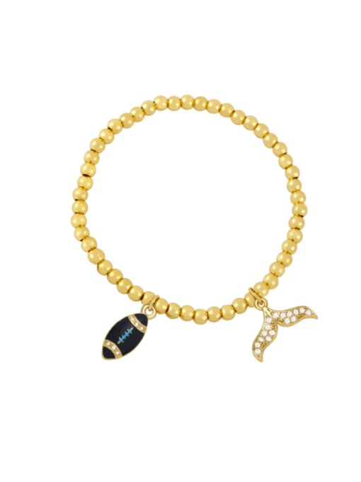 black Brass Cubic Zirconia Mermaid Vintage Beaded Bracelet