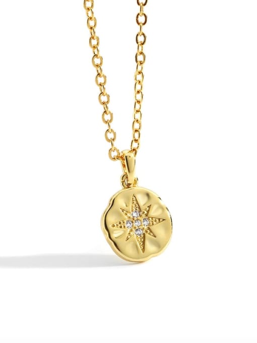 Gold six pointed star necklace Brass Rhinestone Geometric Minimalist Necklace