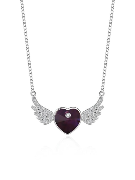 JYXZ 011 (purple) 925 Sterling Silver Austrian Crystal Heart Classic Necklace
