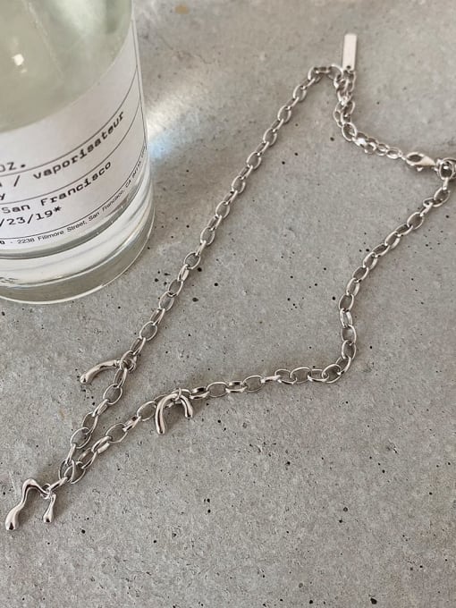 Boomer Cat 925 Sterling Silver Geometric Vintage Hollow Chain Necklace 2
