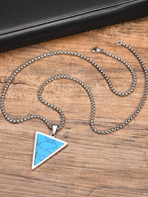 S pendant with chain Stainless steel Tiger Eye Triangle Hip Hop Necklace