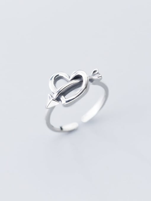 Rosh 925 Sterling Silver Hollow Heart Minimalist Free Size Ring 1