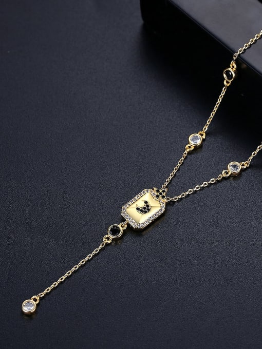 BLING SU Brass Cubic Zirconia Tassel Vintage Lariat Necklace 3