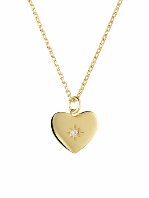 18K Gold 925 Sterling Silver Heart Minimalist Necklace