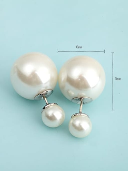 Transparent white t09d01 Copper Imitation Pearl Enamel  Round Ball Minimalist Stud Earring