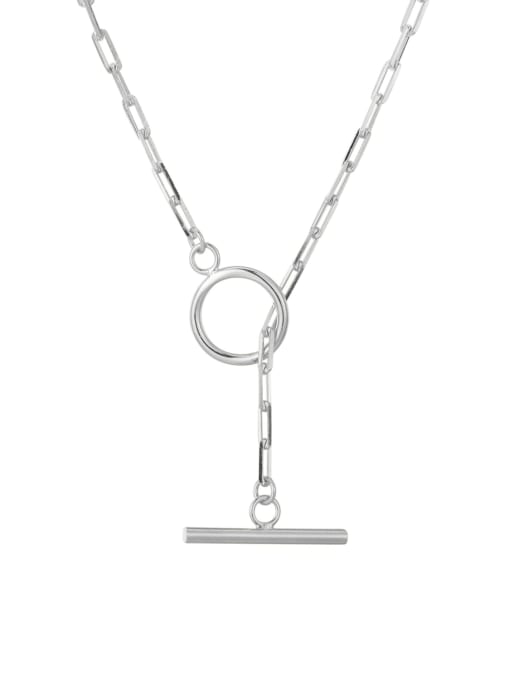 Silver cross chain OT chain necklace 925 Sterling Silver Geometric Tassel Minimalist Cross Chain OT Chain Necklace