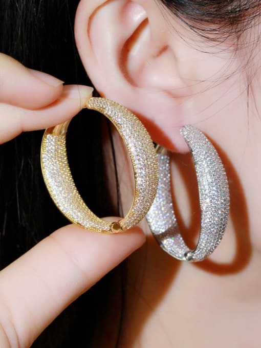 L.WIN Brass Cubic Zirconia Round Luxury Cluster Earring 3
