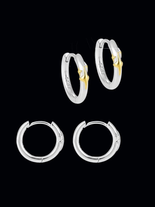 DAKA 925 Sterling Silver Geometric Minimalist Huggie Earring 1