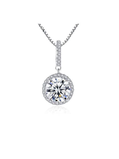 CCUI 925 Sterling Silver Cubic Zirconia Simple round pendant Necklace 0