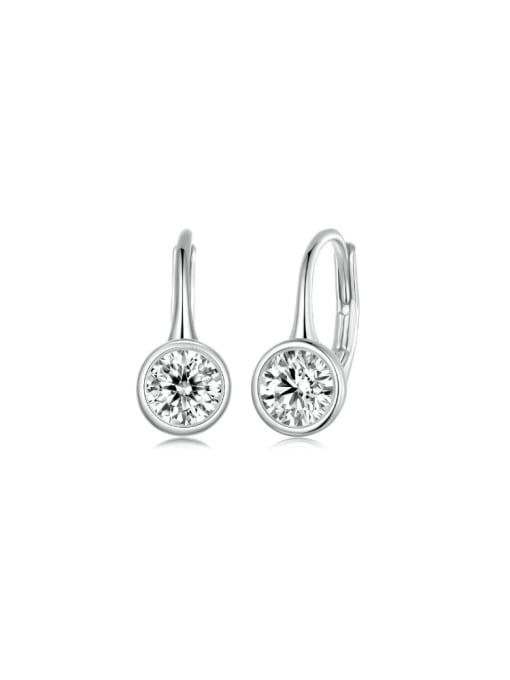 Jare 925 Sterling Silver Moissanite Geometric Minimalist Hook Earring 0