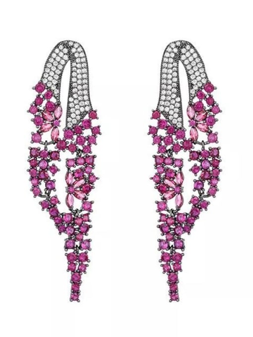 L.WIN Brass Rhinestone Flower Luxury Earring 0