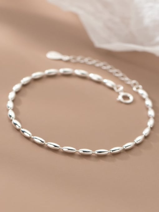 Rosh 925 Sterling Silver Geometric Minimalist Beaded Bracelet