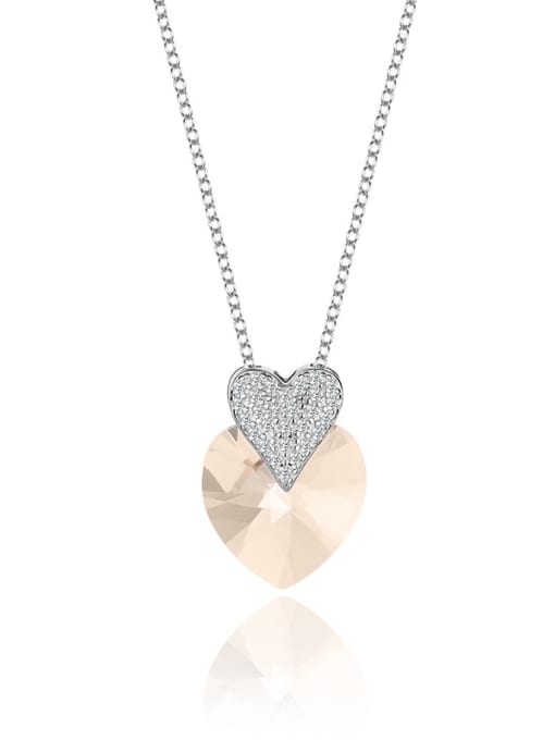 JYXZ 007 (coffee color) 925 Sterling Silver Austrian Crystal Heart Classic Necklace