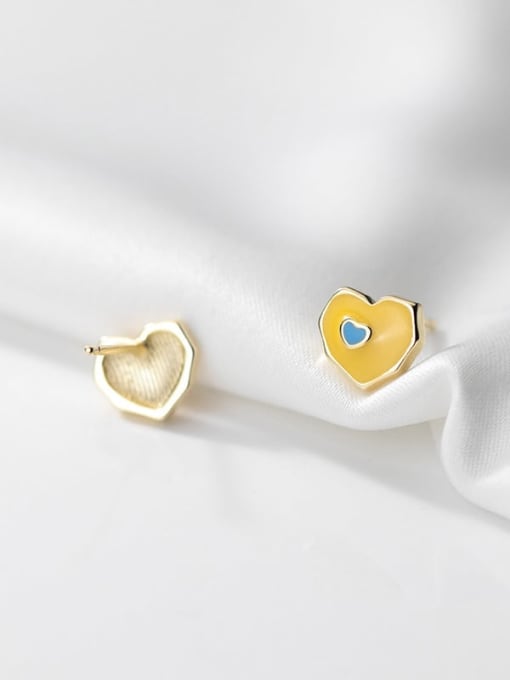 Rosh 925 Sterling Silver Enamel Heart Cute Stud Earring 3