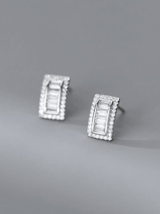 Rosh 925 Sterling Silver Cubic Zirconia Geometric Minimalist Stud Earring
