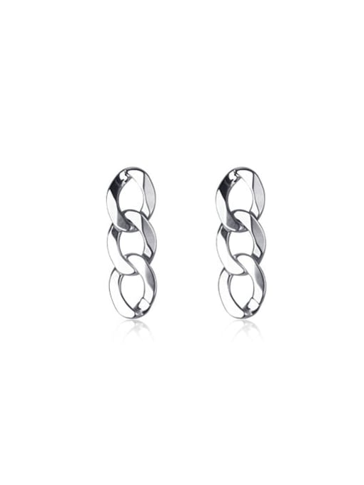 silver 925 Sterling Silver Hollow Geometric Chain Minimalist Drop Earring