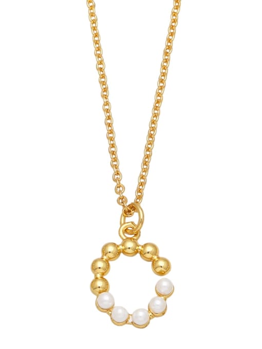 CC Brass Imitation Pearl Letter Minimalist Necklace 3
