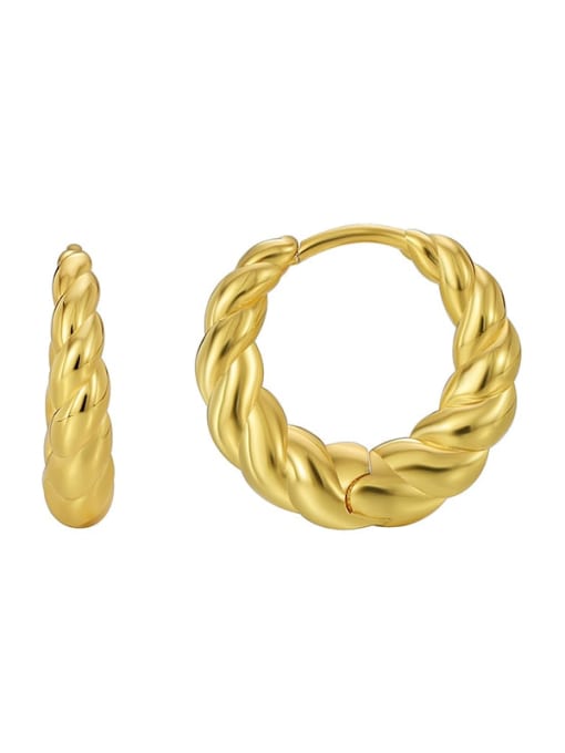 Gold Oxhorn Earrings Brass Geometric Vintage Huggie Earring