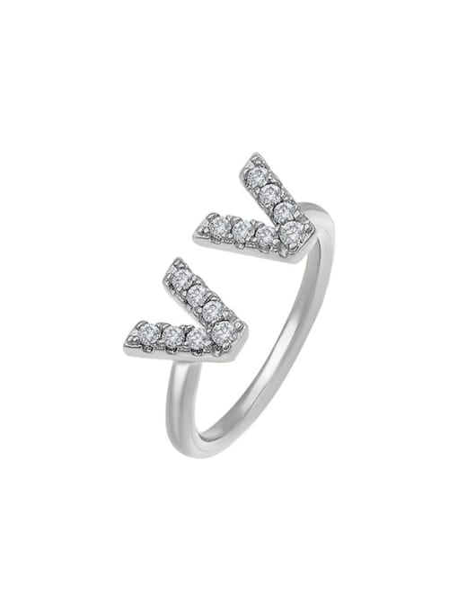 White gold plating Alloy Cubic Zirconia Letter Dainty Band Ring