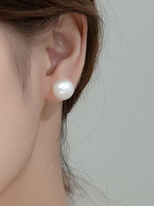 Rosh 925 Sterling Silver Round  bead Minimalist Stud Earring 1