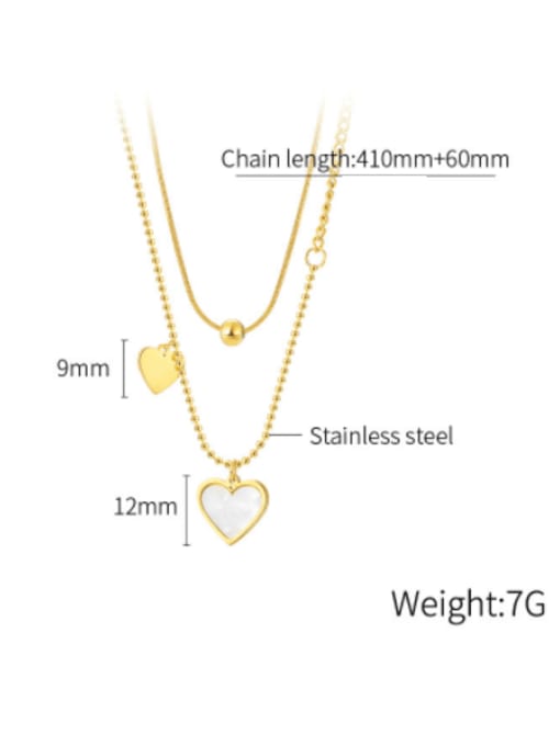 Open Sky Titanium Steel Shell Heart Minimalist Multi Strand Necklace 4