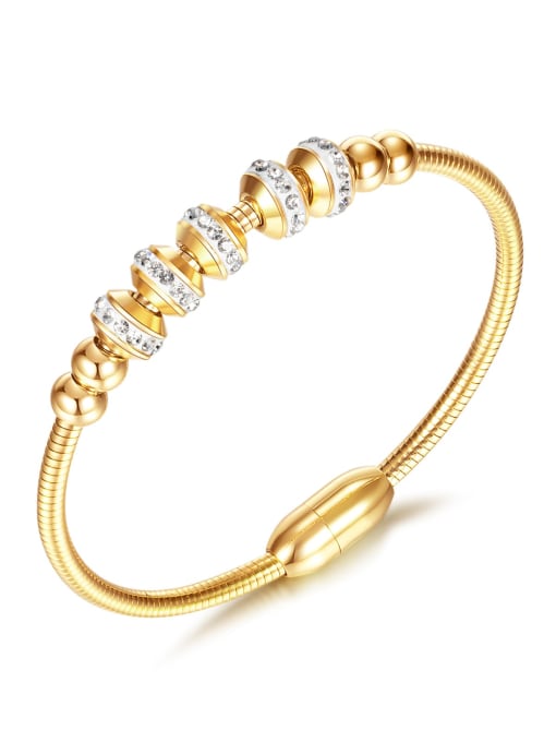 1009 gold plated bracelet Titanium Steel Cubic Zirconia Geometric Trend Band Bangle