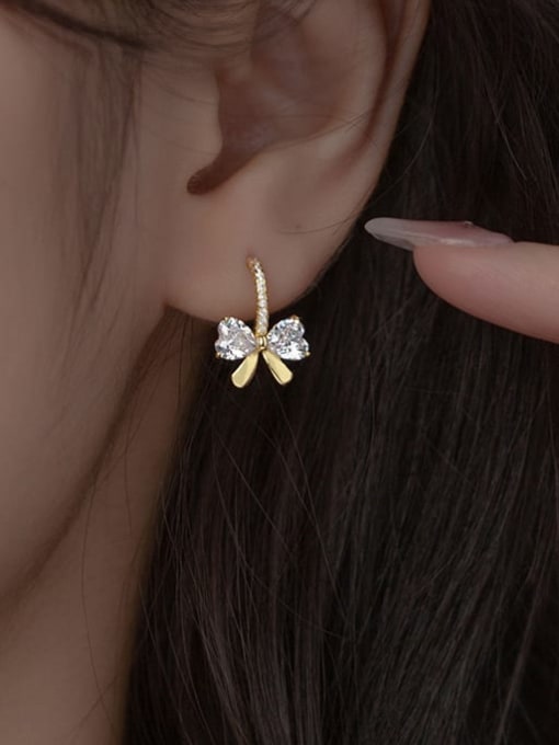 Rosh 925 Sterling Silver Cubic Zirconia Butterfly Cute Drop Earring 1