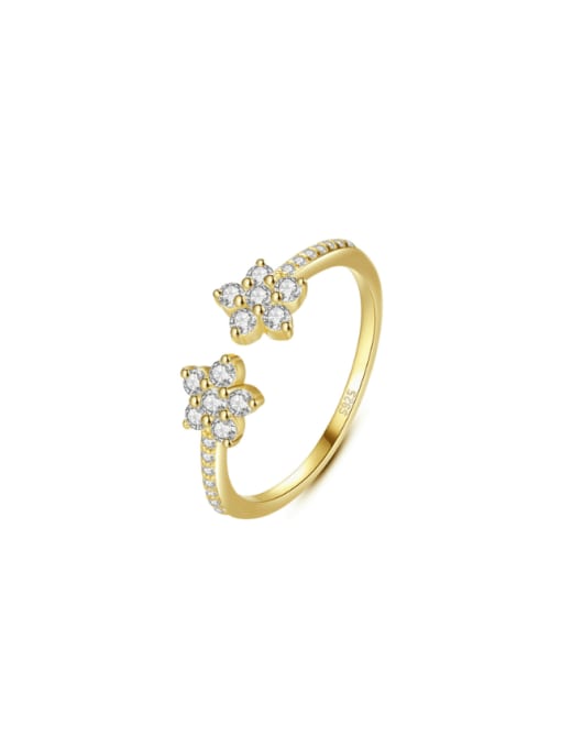 CCUI 925 Sterling Silver Cubic Zirconia Flower Minimalist Band Ring