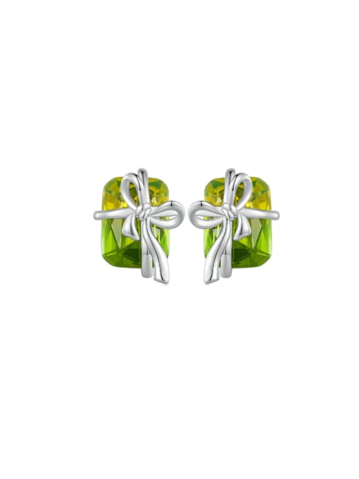 Jare 925 Sterling Silver Glass Stone Christmas Gift Box Dainty Stud Earring 0