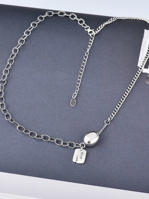 XBOX 925 Sterling Silver Geometric Vintage Hollow Chain Necklace 3