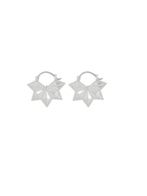 Platinum 925 Sterling Silver Leaf Minimalist Huggie Earring