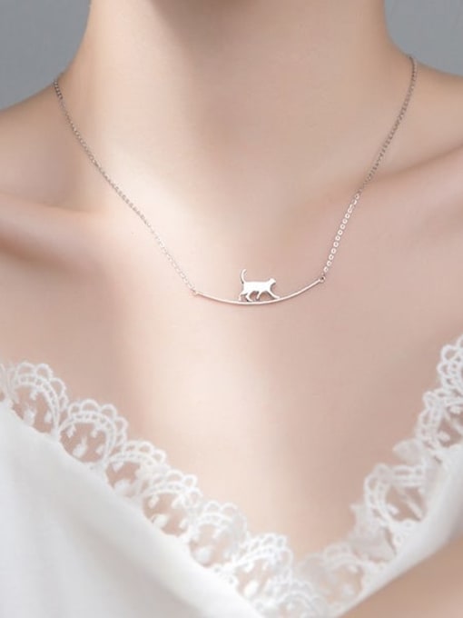 Rosh 925 Sterling Silver Cute Cat  Necklace 3