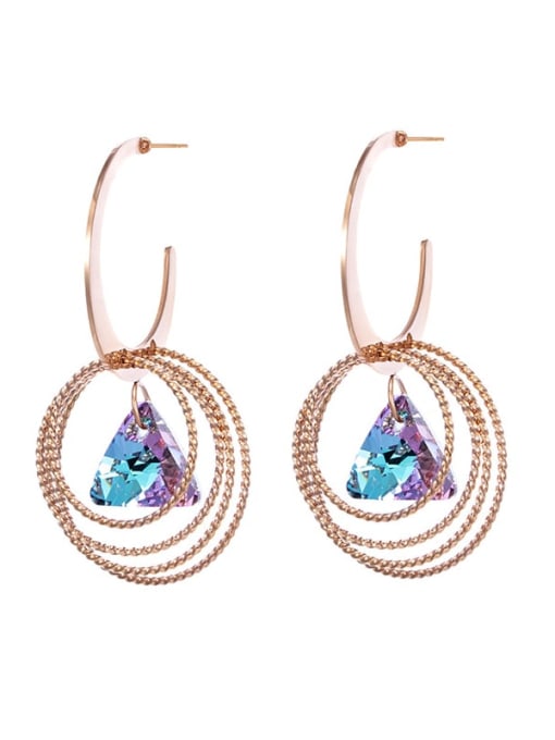 Rose Gold Alloy Crystal Purple Round Trend Drop Earring