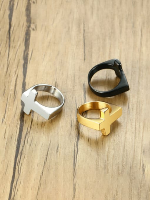 CONG Titanium Steel Cross Minimalist Band Ring 2