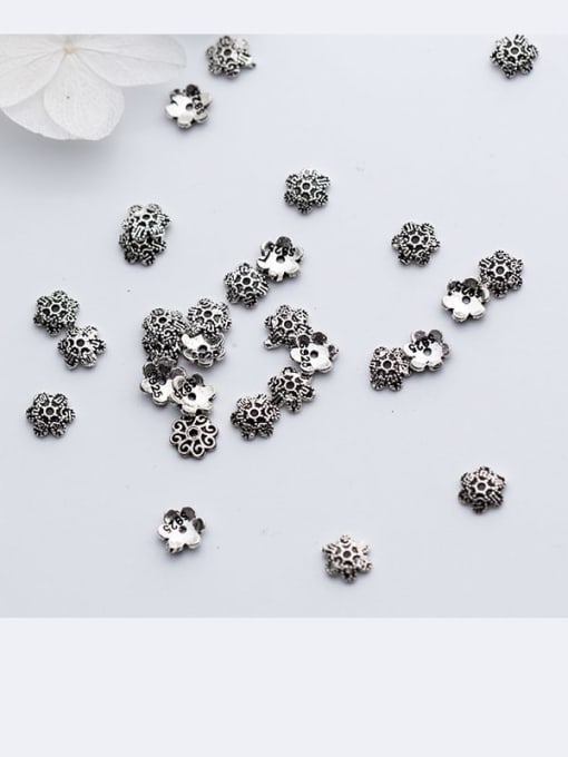 SHUI 925 Sterling Silver With Antique Silver Plated Vintage Flower Bead Caps  Diy Accessories 1