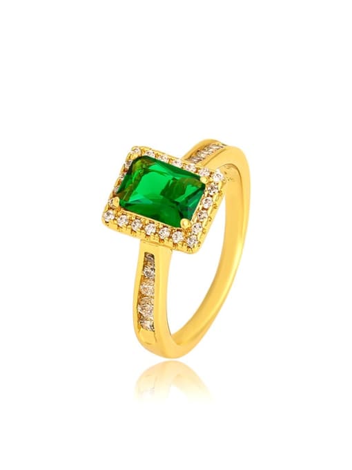 Emerald Alloy Cubic Zirconia Geometric Minimalist Band Ring
