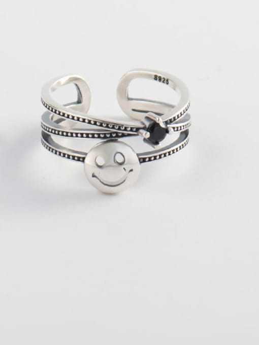 XBOX 925 Sterling Silver Geometric Vintage Smiley Stackable Ring 1