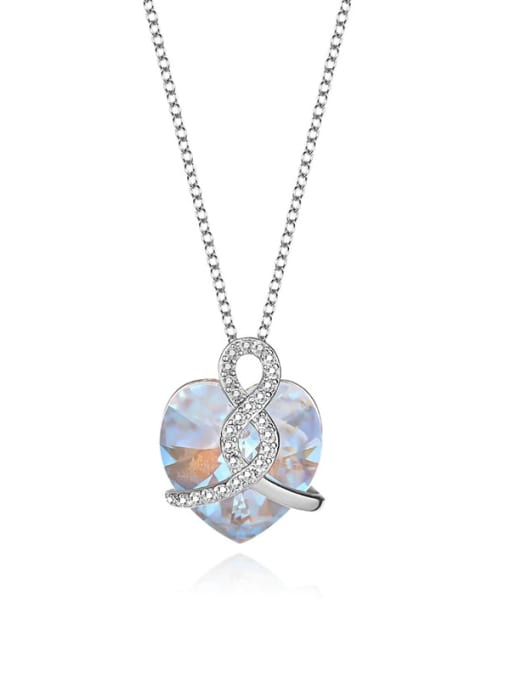 JYXZ 021 (gradient white) 925 Sterling Silver Austrian Crystal Heart Classic Necklace
