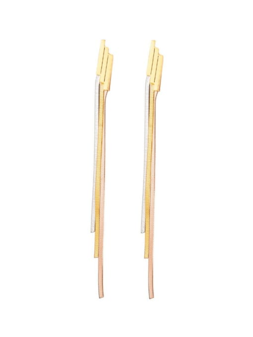 18K gold Titanium Steel Tassel Minimalist Threader Earring