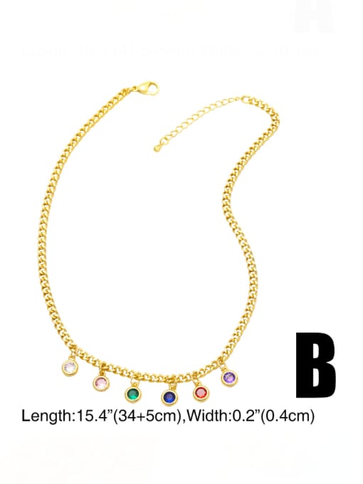 B Brass Glass Stone Geometric Tassel  Minimalist Necklace