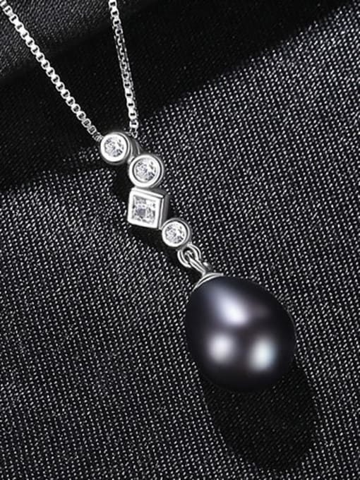 7I09 925 Sterling Silver Multi color Freshwater Pearll simple Pendant Necklace