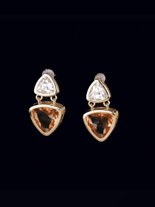 Luxu Brass Glass Stone Geometric Minimalist Drop Earring 3