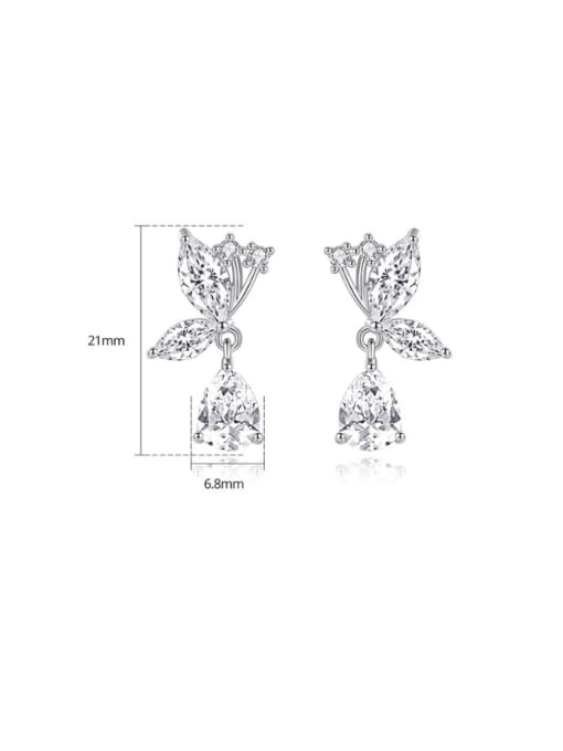 BLING SU Brass Cubic Zirconia Leaf Dainty Drop Earring 2