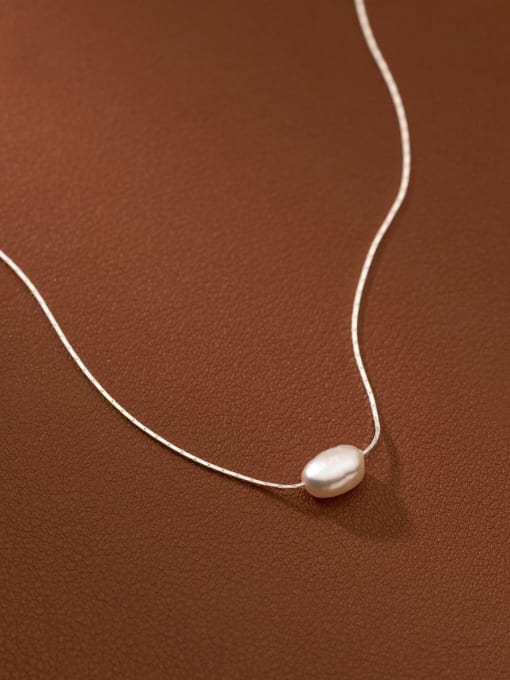 Rosh 925 Sterling Silver Freshwater Pearl Irregular Minimalist Necklace 3