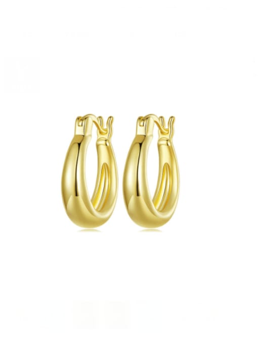 Jare Brass Geometric Minimalist Huggie Earring 0