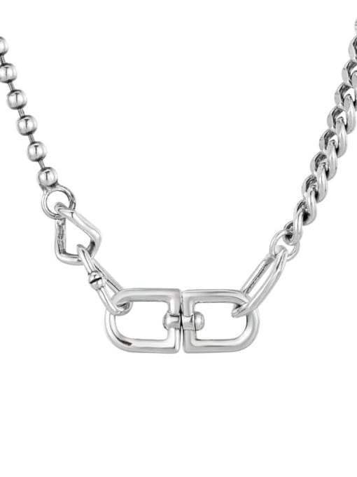 Vintage 8-shaped swivel asymmetric 925 Sterling Silver Geometric Vintage Asymmetrical  Chain  Necklace