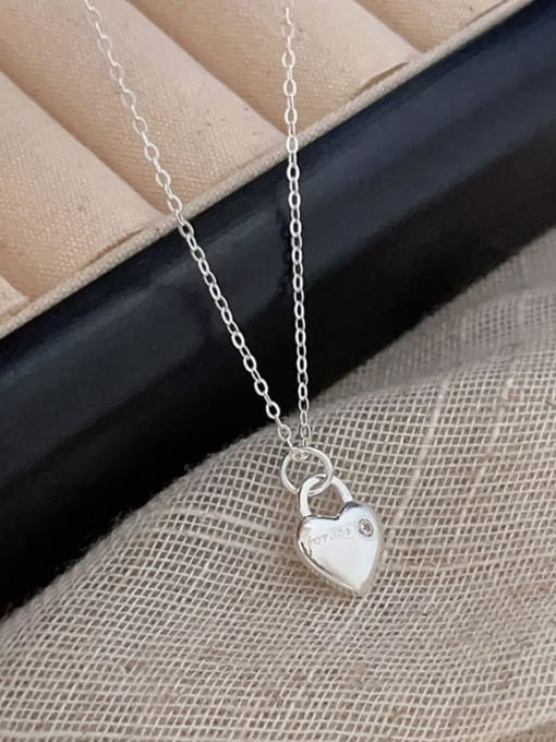 Boomer Cat 925 Sterling Silver Heart Vintage Necklace 2