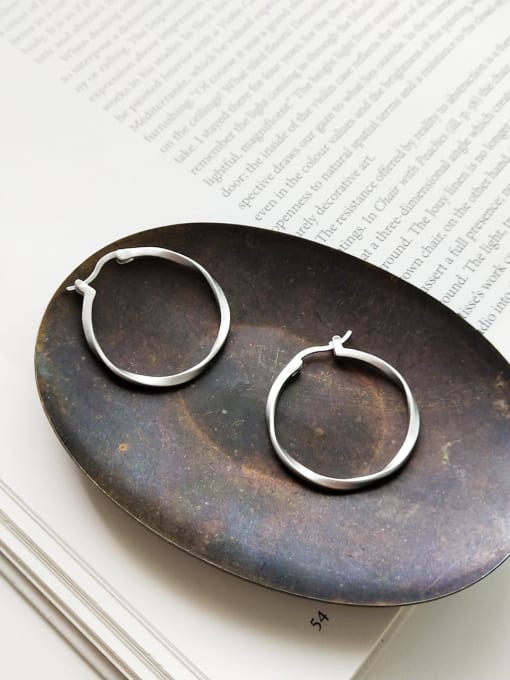 Boomer Cat 925 Sterling Silver Hollow Round Minimalist Hoop Earring