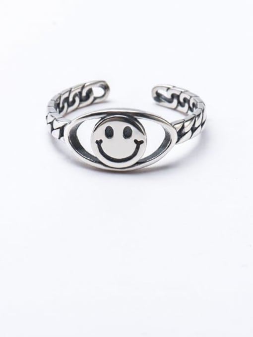 XBOX 925 Sterling Silver Vintage  Smiling Face Band Ring 0