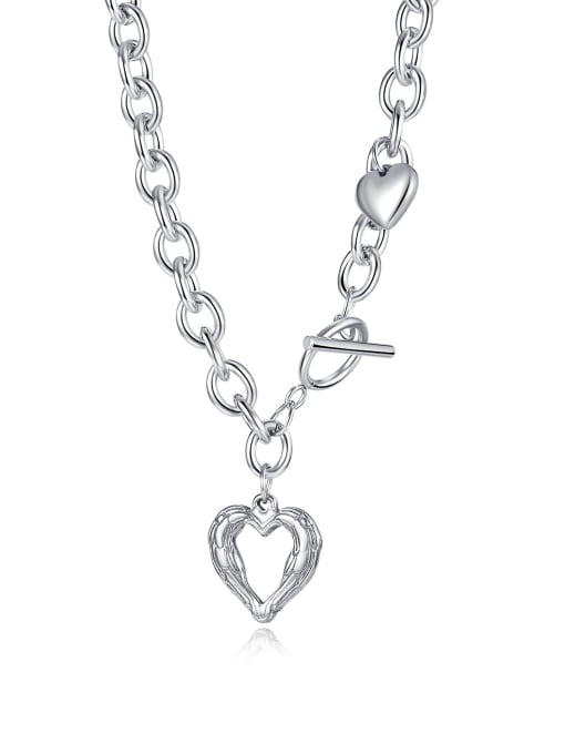 2114 steel Titanium Steel Heart Minimalist Multi Strand Necklace
